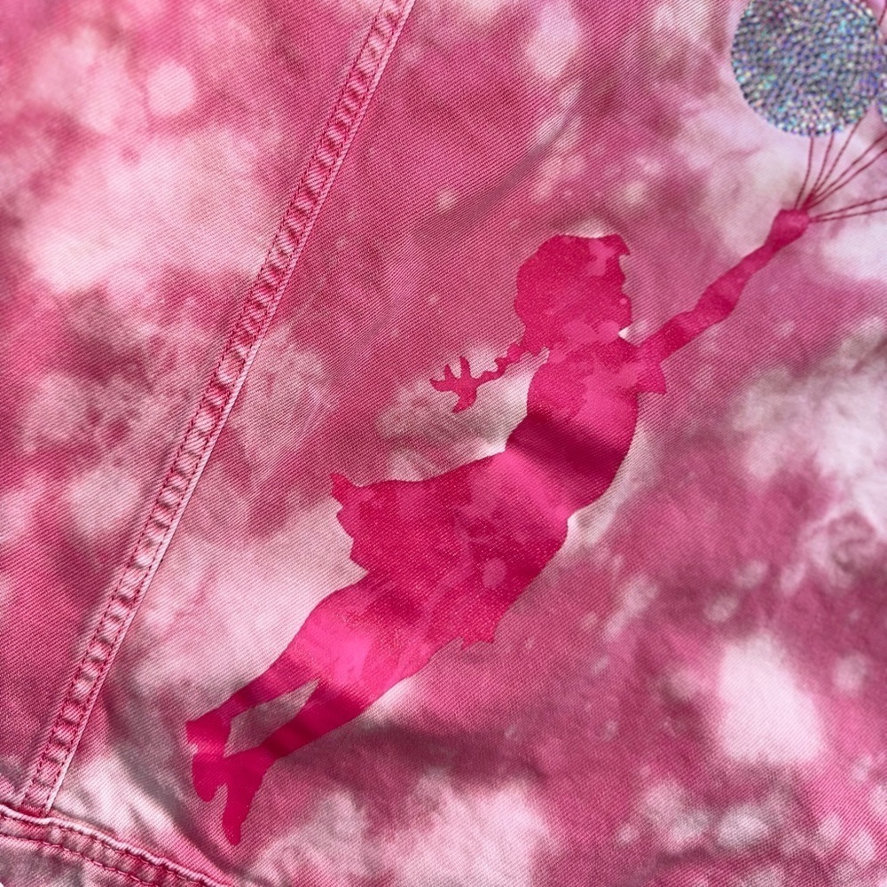 Rare💕Oversized jacket Guess Pink Tie Dye denim jacket y2k bling jacket Banksy - Picture 12 of 17